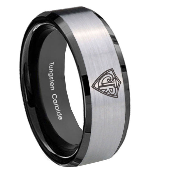 10mm-CTR-Beveled-Edges-Brushed-Silver-Black-Tungsten-Carbide-Wedding-Band-Mens