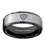 10mm-CTR-Beveled-Edges-Brushed-Silver-Black-Tungsten-Carbide-Wedding-Band-Mens