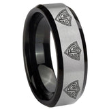 His Hers Multiple CTR Beveled Brush Black 2 Tone Tungsten Men Rings Set