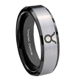10mm-Taurus-Horoscope-Beveled-Brushed-Silver-Black-Tungsten-Anniversary-Ring