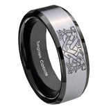 8mm-Celtic-Dog-Beveled-Brush-Black-2-Tone-Tungsten-Men's-Bands-Ring