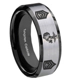 10mm-Marine-Army-Sergeant-Beveled-Edges-Brushed-Silver-Black-Tungsten-Engraved-Ring