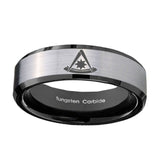 8mm-Pester-Master-Masonic-Beveled-Edges-Brush-Black-2-Tone-Tungsten-Men's-Ring