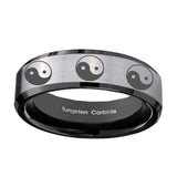 10mm-Multiple-Yin-Yang-Beveled-Brushed-Silver-Black-Tungsten-Men's-Promise-Rings