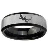 5, 8mm Lizard Beveled Edge Brush Black 2 Tone Tungsten Ring