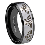 10mm-Multiple-Zelda-Skyward-Sword-Beveled-Brushed-Silver-Tungsten-Men's-Ring