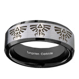 10mm-Multiple-Zelda-Skyward-Sword-Beveled-Brushed-Silver-Tungsten-Men's-Ring