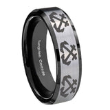 10mm-Multiple-Anchor-Beveled-Brushed-Silver-Black-Tungsten-Personalized-Ring