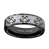 10mm-Multiple-Anchor-Beveled-Brushed-Silver-Black-Tungsten-Personalized-Ring