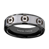5, 8mm Multiple Green Lantern Beveled Edge Black Silver Tungsten Carbide Mens Rings