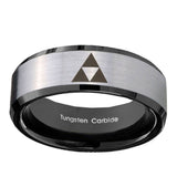 8mm-Zelda-Triforce-Beveled-Edges-Brush-Black-2-Tone-Tungsten-Rings-for-Men