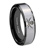 8mm-Skull-Pirate-Beveled-Edges-Brush-Black-2-Tone-Tungsten-Men's-Band-Ring