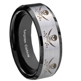 10mm-Multiple-Skull-Pirate-Beveled-Brushed-Silver-Black-Tungsten-Promise-Ring