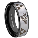 8mm-Legend-of-Zelda-Beveled-Edges-Brush-Black-2-Tone-Tungsten-Men's-Ring