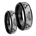 Legend of Zelda Beveled Brush Black 2 Tone Tungsten His and Hers