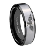 10mm-Aquila-Beveled-Edges-Brushed-Silver-Black-Tungsten-Carbide-Mens-Bands-Ring