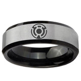 5, 8mm Yellow Lantern Beveled Edge Black Silver Custom Engraved Ring