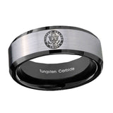 10mm-U.S.-Army-Beveled-Brushed-Silver-Black-Tungsten-Custom-Mens-Ring