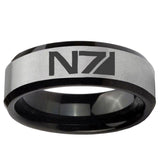 5, 8mm N7 Design Beveled Brush Black 2 Tone Tungsten Wedding Engraving Ring