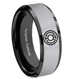 8mm Blue Lantern Beveled Edge Black Silver Tungsten Carbide Wedding Bands
