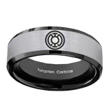 5, 8mm Blue Lantern Beveled Edge Black Silver Tungsten Carbide Wedding Bands