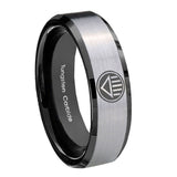 8mm Lantern Corps Beveled Edge Black Silver Custom Engraved Ring