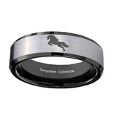 10mm-Horse-Beveled-Edges-Brushed-Silver-Black-Tungsten-Carbide-Engagement-Ring