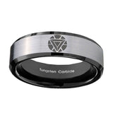 5, 8mm Iron Man Art Reactor Beveled Edge Black Silver  Wedding Bands For Him