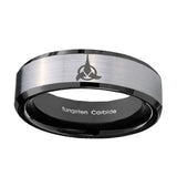 10mm-Klingon-Beveled-Edges-Brushed-Silver-Black-Tungsten-Mens-Engagement-Ring