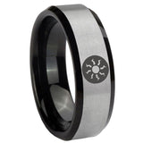8mm Magic The Gathering Beveled Brush Black 2 Tone Tungsten Mens Promise Ring