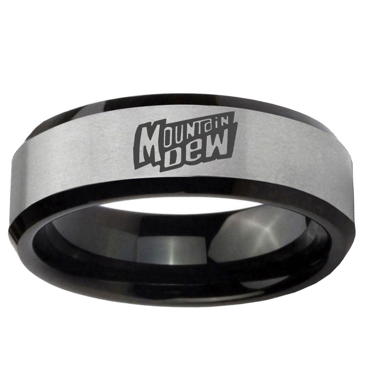 5mm Mountain Dew Two-Tone Beveled Gray Black Tungsten Wedding Ring