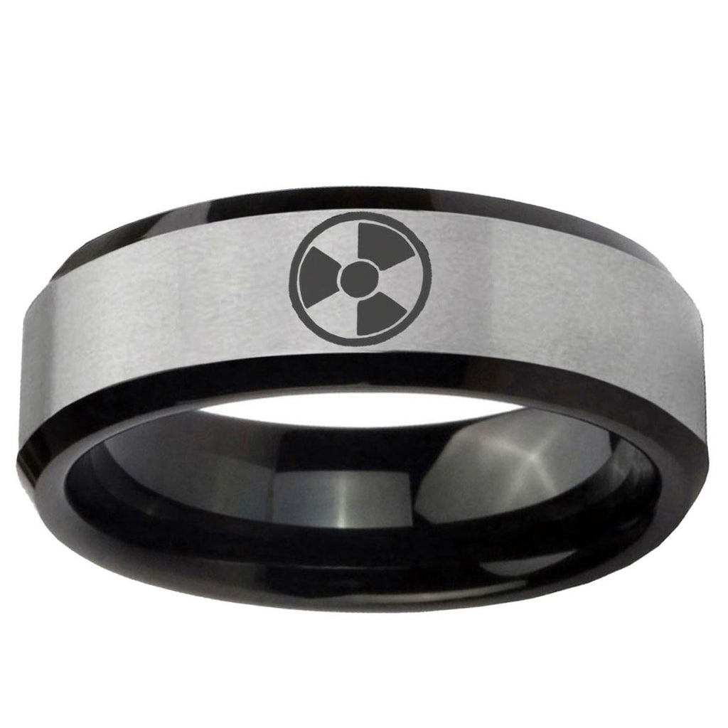 5mm Radiation Two-Tone Beveled Gray Black Tungsten Wedding Ring