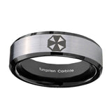 8mm-Resident-Evil-Beveled-Edges-Brush-Black-2-Tone-Tungsten-Personalized-Ring