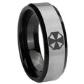 8mm Resident Evil Two-Tone Beveled Gray Black Tungsten Wedding Ring