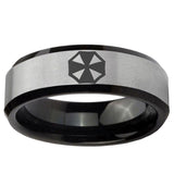5, 8mm Resident Evil Beveled Edge Brush Black 2 Tone Tungsten Ring