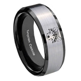 8mm-Wolf-Beveled-Brush-Black-2-Tone-Tungsten-Men's-Bands-Ring