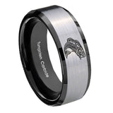 10mm-Fishing-Beveled-Brushed-Silver-Black-Tungsten-Custom-Mens-Ring