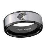 10mm-Fishing-Beveled-Brushed-Silver-Black-Tungsten-Custom-Mens-Ring