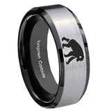 10mm-Chimpanzee-Beveled-Brushed-Silver-Black-Tungsten-Custom-Mens-Ring