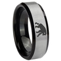 8mm Chimpanzee Two-Tone Beveled Gray Black Tungsten Wedding Ring