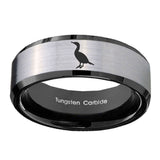 10mm-Cormorant-Beveled-Brushed-Silver-Black-Tungsten-Custom-Mens-Ring
