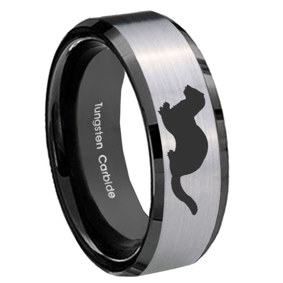 10mm-Otter-Beveled-Brushed-Silver-Black-Tungsten-Custom-Mens-Ring