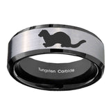 10mm-Otter-Beveled-Brushed-Silver-Black-Tungsten-Custom-Mens-Ring