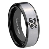 10mm-Raccoon-Animal-Beveled-Brushed-Silver-Black-Tungsten-Custom-Mens-Ring