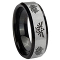8mm Zelda Majora's Mask Two-Tone Beveled Gray Black Tungsten Wedding Ring