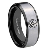 10mm-Green-Ranger-Power-Beveled-Brushed-Silver-Black-Tungsten-Custom-Mens-Ring