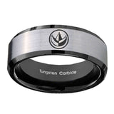 10mm-Green-Ranger-Power-Beveled-Brushed-Silver-Black-Tungsten-Custom-Mens-Ring