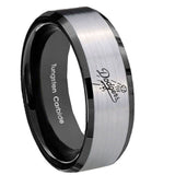 10mm-LA-Dogers-MLB-Baseball-Beveled-Brushed-Silver-Black-Tungsten-Mens-Ring