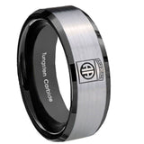 10mm-Army-Airborn-Beveled-Edges-Brushed-Silver-Black-Tungsten-Mens-Wedding-Ring