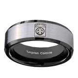 10mm-Army-Airborn-Beveled-Edges-Brushed-Silver-Black-Tungsten-Mens-Wedding-Ring